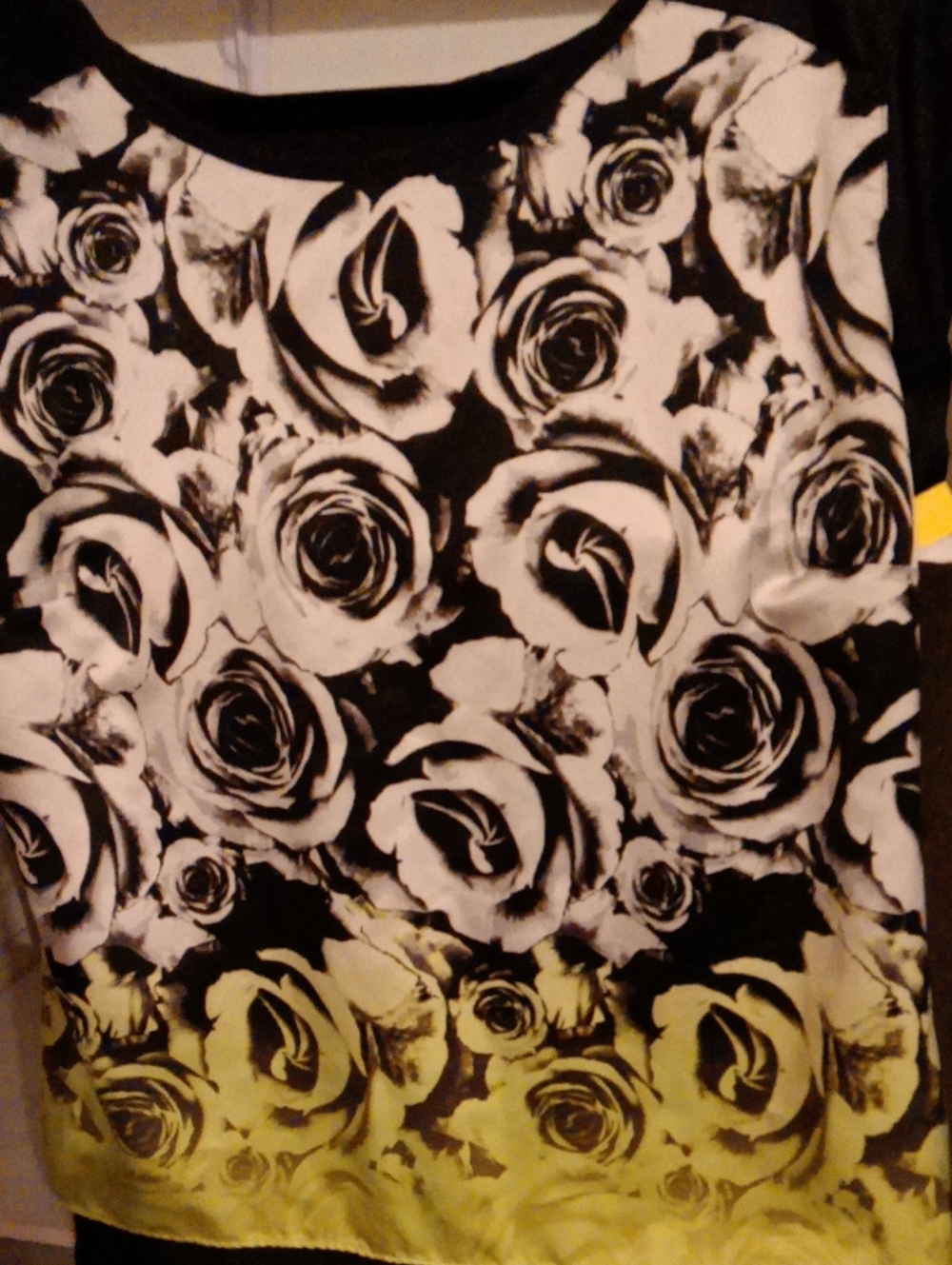 a.n.a Black, White and Yellow Floral Print Top